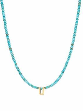 U - Initial Turquoise Beaded Necklace by Mayamar